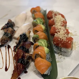 a variety of sushi on a plate