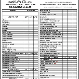 menu