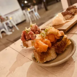 Crispy King salmon nigiri