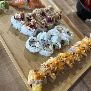 Philly, salmon nigiri, Warriors Roll