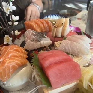 Amazing display of sashimi and nigiri.