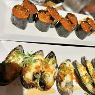 Ikura -Salmon Egg and Baked Mussels