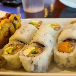 Lunch special: 3 rolls for $14!   Spicy Salmon Roll, Philly Roll, and Crispy Spicy Salmon Roll