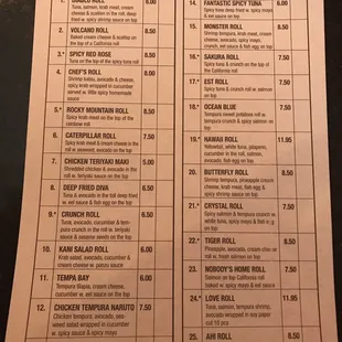 menu