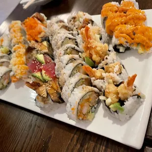 a plate of sushi on a table