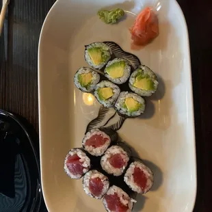 Tuna Roll + Avocado Roll