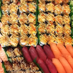 sashimi, sushi, sushi and sashimi, food
