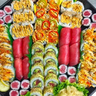 sashimi, sushi, sushi and sashimi, food