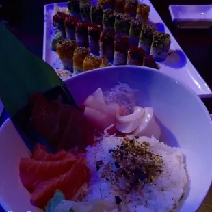 sashimi, sushi, sushi and sashimi, food