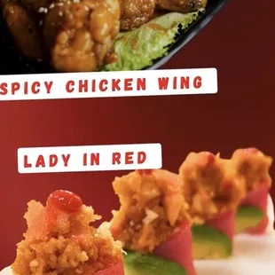 Spicy chicken Wing Appitizer 
Lady In Red