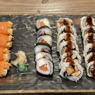 four different types of sushi