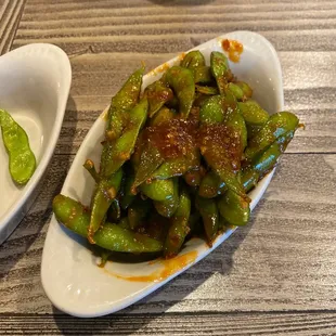 Spicy Garlic Edamame