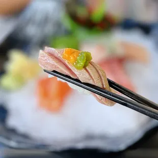 Best piece of the Omakase: Chu-toro w/ uni, kizami wasabi