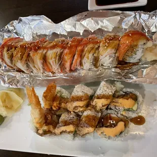 The Angry Raven (top) and Da Bomb rolls. It was the perfect amount of food for two.