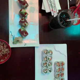 BMW , spicy salmon and shrimp