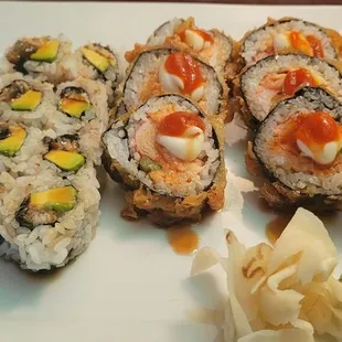 Lunch special - Eel Avocado Roll and Dynamite Roll