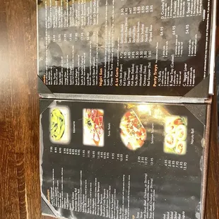 the menu of a japanese restaurant