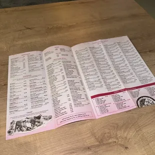 The menu