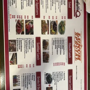 Lunch menu