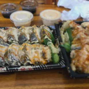 Owings Mills roll on the left. New Town on the right.  Both pretty good. Enjoyed New Town most