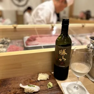 Mirugai with basil sauce (it is NOT pesto!!).