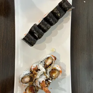 Salmon roll and shrimp tempura roll