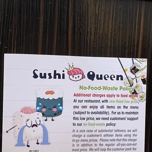 Cute sign.  Don&apos;t over order.