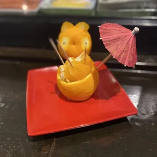 Cute Orange cut up and carved for my younger daughter