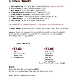 Lunch special menu updated 12/03/2024