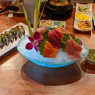 Sashimi with fresh wasabi