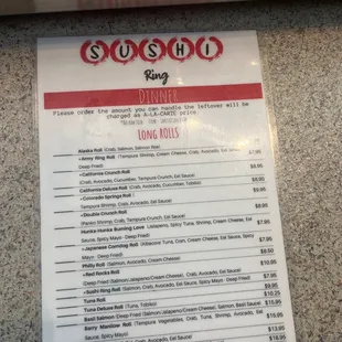 menu