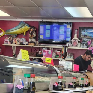 interior, sushi and sashimi