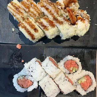 Spicy tuna and shrimp tempura rolls