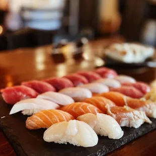 a variety of different types of sushi