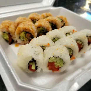 Spicy tuna roll and Eel roll