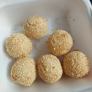 Sesame balls. Good flavor &amp; price. (NP- seaweed salad. Slightly sweeter than what I have had elsewhe hut tasty. Great $ for the size)
