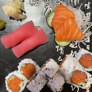 Sushi Combo 1  Salmon sashimi Spicy tuna rolls Tuna nigiri