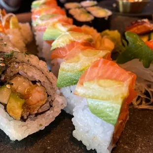 a variety of different types of sushi