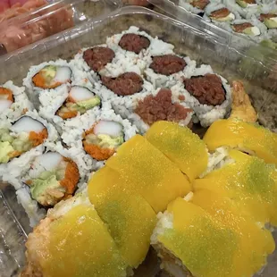 California, Spicy tuna, and Mardi Gras rolls
