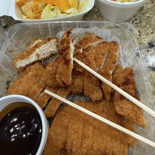 Katsu lunch to go through FourSquare app. Lots cheaper than DoorDash or Uber.