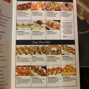 menu, sushi and sashimi