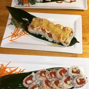 Crunchy roll, Spicy Tuna Roll, Shrimp Tempura Roll