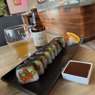 Custom tuna veggie roll with Kimchi sauce