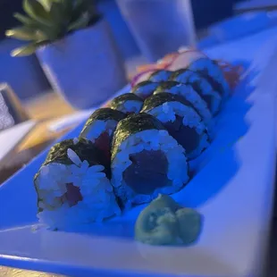 a plate of sushi