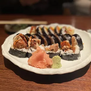 spider roll and tempura rolls