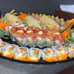 a plate of sushi