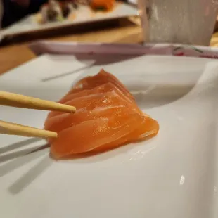 An order of salmon sashimi.