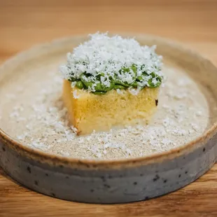 Tres leches cake with matcha mascarpone