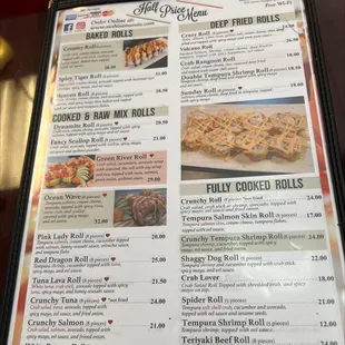 Half price menu