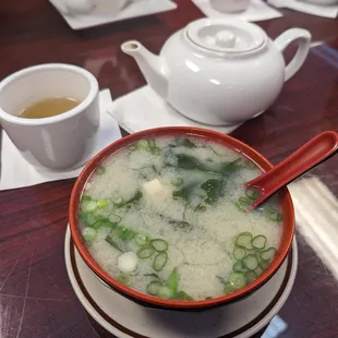 Miso soup and green tea